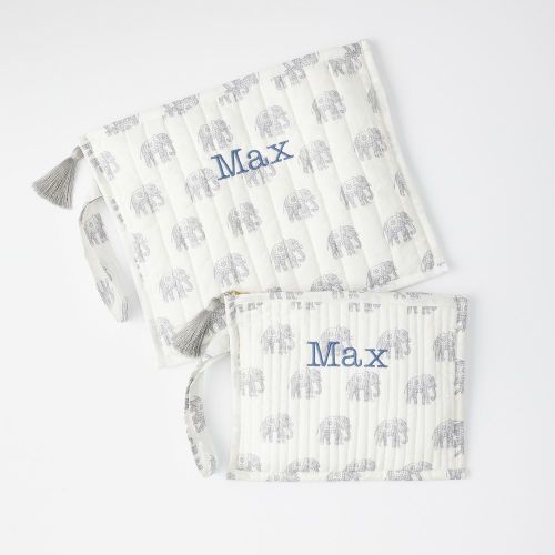 Block Print Flat Pouches, Set of 2