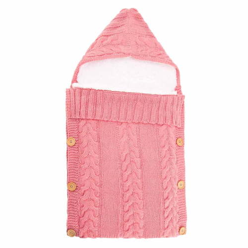 Odeerbi Newborn Baby Blanket-Wrapped Plus Velvet Sleeping Bag Thick Knitted Warm Woolen Stroller
