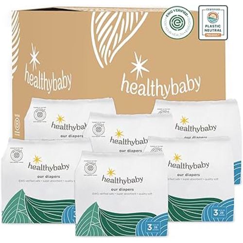 Our Diapers | EWG Verified Safe & Plant-Based Diapers | Leak Protection | Soft Organic Cotton Shell | Chlorine-Free Diaper for Sensitive Skin | Size 3 (16-28 lbs) 168 Count