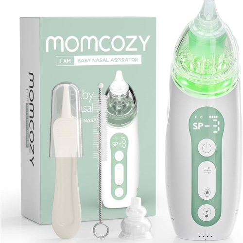 Momcozy Baby Nasal Aspirator, 3 Suction Levels Electric Nasal Aspirator for Baby, Newborn and Toddler, Portable Baby Nose Aspirator with Light Soothing and Music