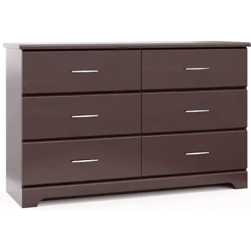 Storkcraft Brookside 6 Drawer Double Dresser (Espresso) – GREENGUARD Gold Certified, Dresser For Nursery, 6 Drawer Dresser, Kids Dresser, Nursery Dresser Drawer Organizer, Chest of Drawers