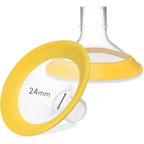 24 mm Oval Flanges Shields Compatible with Medela Pumps, Replacement Parts for Pump in Style, Symphony, Swing Maxi, Harmony and Personalfit Flex–Breast Pump Accessories