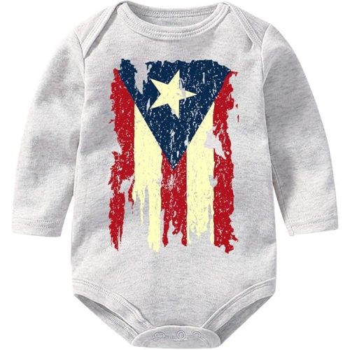 Vintage Distressed Puerto Rico Flag Newborn Baby s Jumpsuit Long Sleeve Bodysuit