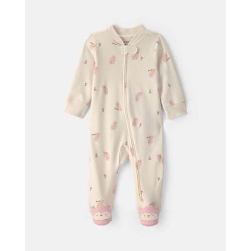Baby Girl Owl 100% Cotton 2-Way Zip Sleep & Play Pajamas - Cream | Carter's