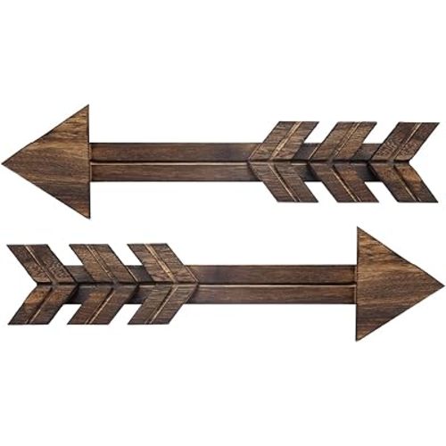 Dahey Rustic Wooden Arrow Wall Decor Farmhouse, 15" Wood Arrows Sign Wall Hanging Art Christmas Decoration for Home or Wedding, Set of 2