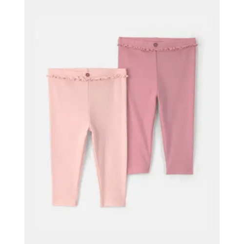 Baby Girl 2-Pack Cotton Pants - Pink | Carter's