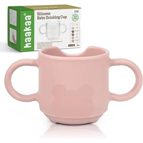 haakaa Silicone Toddler Cups, BPA Free Drop-Proof Training Cups for Baby 6 Months+, 5 Ounce (Blush)