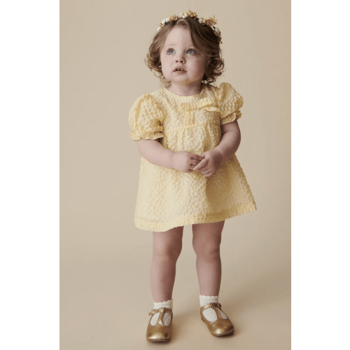 Pale Yellow Petalo Ceremony Baby Girl Set | La Coqueta Kids UK