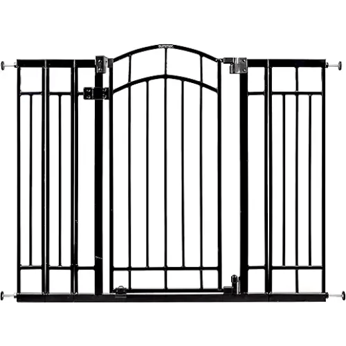 Ingenuity Multi-Use Decorative Extra Tall Walk-Thru Baby Gate, Fits Openings 28.5-48 Inch (Pack of 1), Black Metal, for Doorways and Stairways, 36' Tall Baby and Pet Gate, Black, One Size