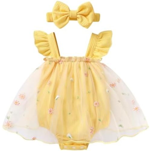 YOUNGER TREE Baby Girl Clothes Infant Romper Dress Floral with Headband