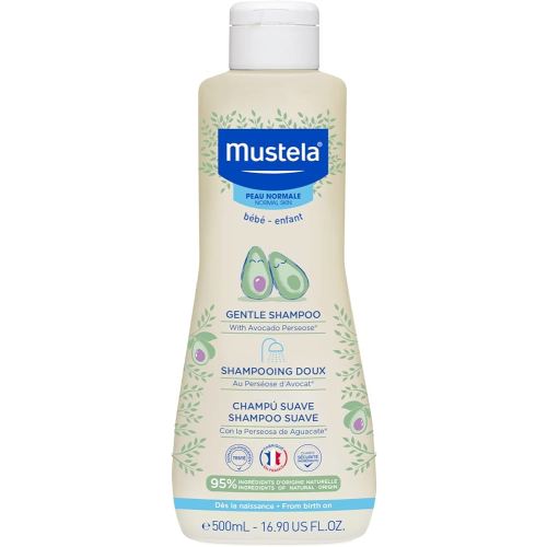 Mustela Gentle Shampoo with Natural Avocado Perseose - Formulated for Babies' and Children's Delicate Hair, Sensitive Skin, and Scalps - Newborn Safe - Various Sizes - 1 or 2-Pack