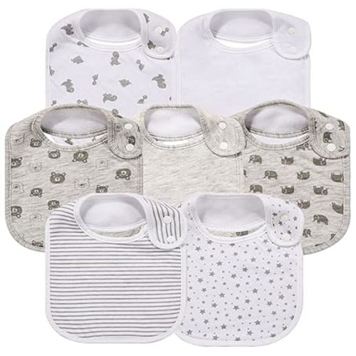 7 Pack Baby Cotton Absorbent Bibs for Drooling Teething
