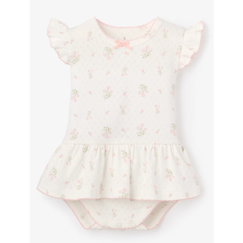 Folklore Floral Organic Cotton Pointelle Bubble Romper