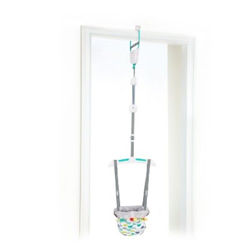 Bright Starts Taggies Door Jumper - Gray: Adjustable Height, Attaches to Most Doorways, Multiple Textures, Folds for Easy Transport and Storage