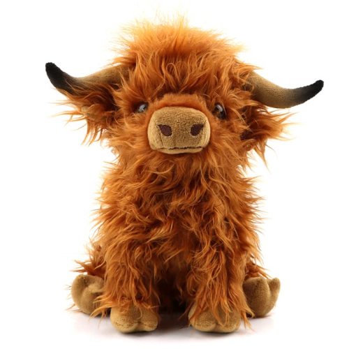 TMEEIHNSS Highland Cow Stuffed Animal Plush Toy – 10” Fluffy Highland Bull Plush, Soft Cow Doll Gift for Kids, Boys, Girls, Toddlers, Birthday & Christmas