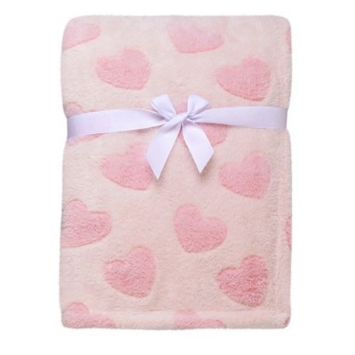 Baby Starters Heart Printed Single Ply Plush Baby Blanket