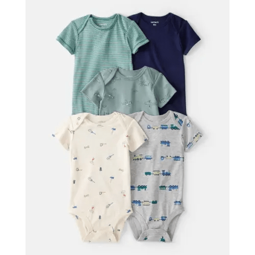 5-Pack Train Multipack Bodysuits - Green/Blue | Carter's | 3M