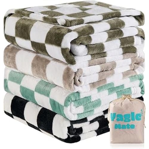 4 Pcs Baby Blankets,Fleece Checkered Baby Blanket, Cozy and Fluffy Crib Blankets for Boys- Toddler Receiving Blankets 30×40