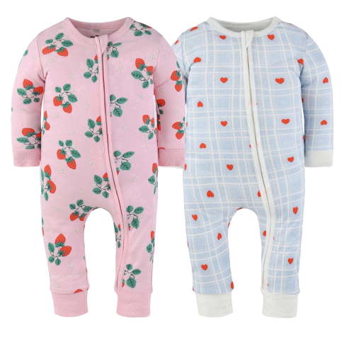 The Peanutshell Sweet Treats Baby Pajamas, Footless Baby Sleepers, Pink-Blue-Red, 18-24 Months, 2-Pack