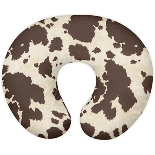 Jeiento Elastic Nursing Pillow Covers for Breastfeeding＆Bottle Feeding Brown Cow Spots Nursing Pillow Slipcovers Comfortable U-Shaped Pillowcase