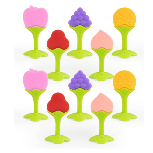 Teething Toys for Babies, 10 Pack Silicone Baby Teethers, Frozen Baby Teething Toys, Fruit Shape, BPA-Free, Natural Organic Soft & Textured