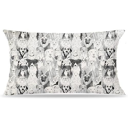 Black and White Dog Pillow Covers 12x20 Double-Sided, Rustic Animal Print Decorative Lumber Throw Pillow Covers for Man Cave Home Bedroom,Dog Lover Gifts