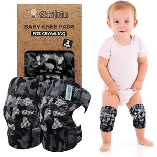 Simply Kids (2nd Gen.) Baby Knee Pads for Crawling (2 Pairs), CPSIA Certified - Comfortable Knee Protector for Toddler, Infant, Girl, Boy, Crawler - Rodilleras para Bebe