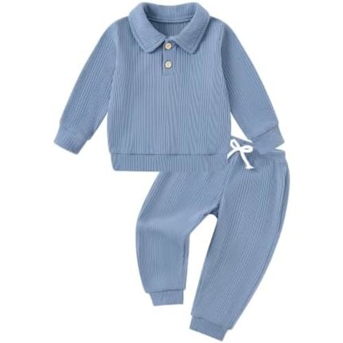 YALLET Toddler Baby Boy Clothes Polo Sweatshirt and Jogger Pants Set 0-3T