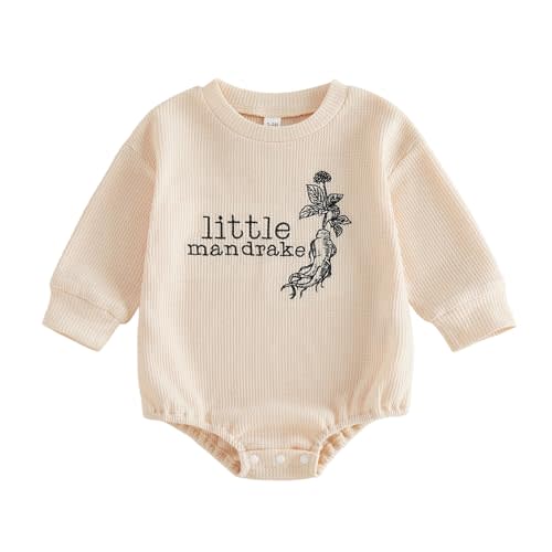 Unisex Baby Boy Girl Fall Outfit Little Mandrake Bodysuit Long Sleeve Bubble Romper Magic Baby Outfit