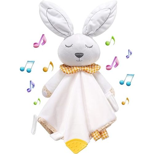 BEREST Baby Sleep Soother Bunny- White Noise and Lullaby Infant Sleeping Aid with Cry Sensor at Nap Time Routine, Awesome Newborn Gifts Plush Toddler Snuggle Toy, Rabbit Baby Blanket Pacifier