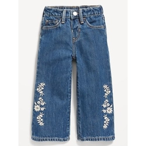 Baggy Embroidered Wide-Leg Jeans for Toddler Girls | Old Navy