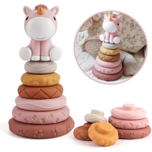Nueplay 6-Piece Stacking Ring Set, STEM Learning Toy for 1 Year Old Girl