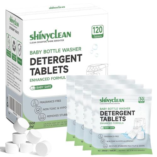 Natural Enzyme Detergent Tablets For Momcozy, Baby Brezza & All Brands Baby Bottle Washers, Chlorine & Fragrance-Free, Oxygen Power, No Residue, 120 Count