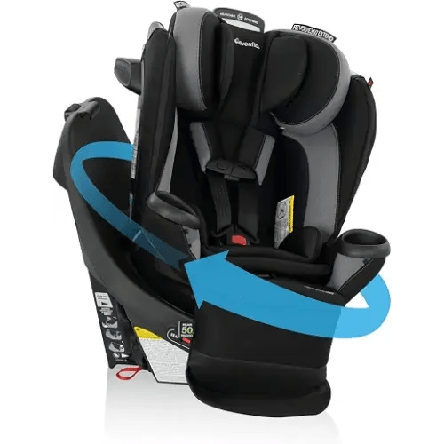 Evenflo Revolve360 Extend All-in-One Rotating Car Seat | with Quick Clean Cover, Rear-Facing, Forward-Facing, Highback Booster Mode, Infant to 12 Years (Revere Gray)