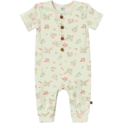 Gerber Short Sleeve Henley Romper - Sizes 0/3-24 Months