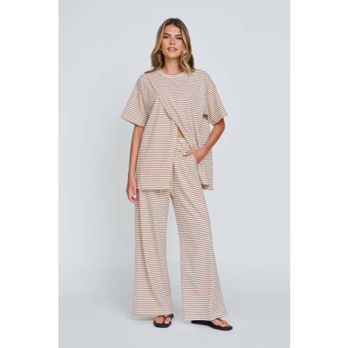 Ivy Stripe Longline Wrap Tee - Cream / Tan – Apéro Label