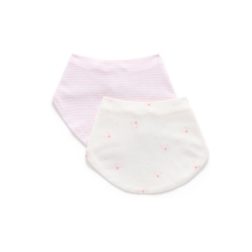 Purebaby Pink Essential Dribble Bibs 2 Pack - Size ONE