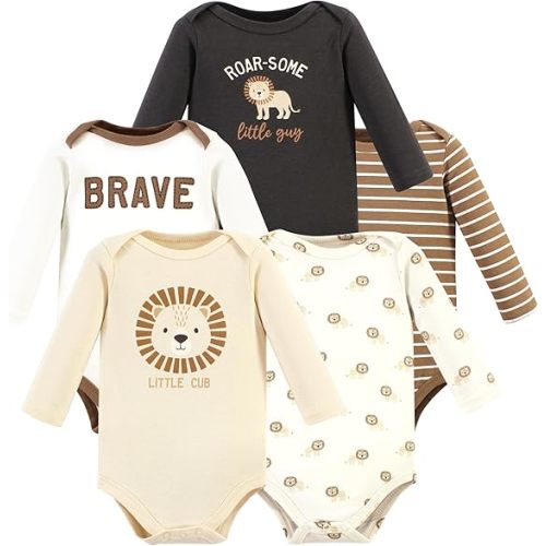 Hudson Baby baby-boys Cotton Long-sleeve Bodysuits 5-pack