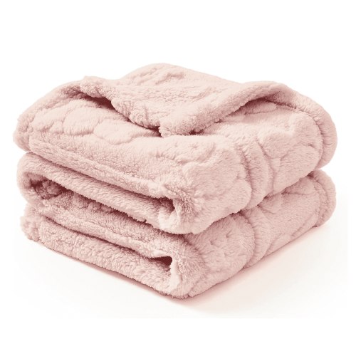 CREVENT Soft Warm Girls 3D Pink Bear Sherpa Baby Receiving Blanket