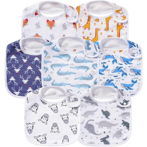 Gelisite 7 Pack Baby Cotton Absorbent Bibs for Drooling Teething