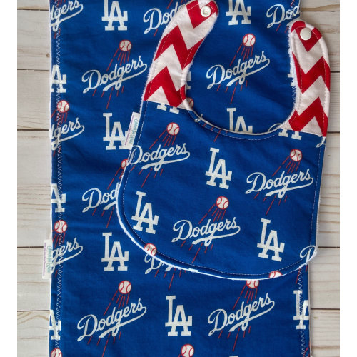 Los Angeles Dodgers Baseball Burp Cloth and Bib