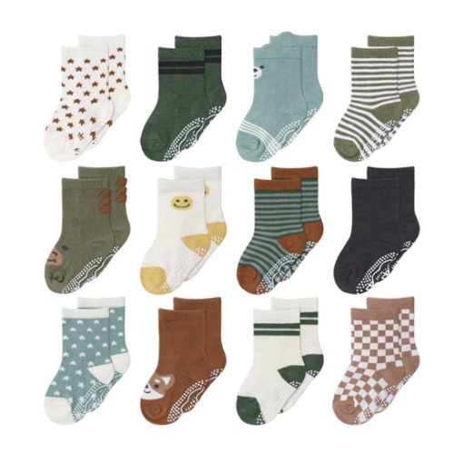 Neutral Organic Baby Boy or Girl Baby Socks, 12-Pack