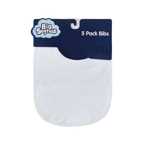 Big Softies 5 Pack Bibs-White
