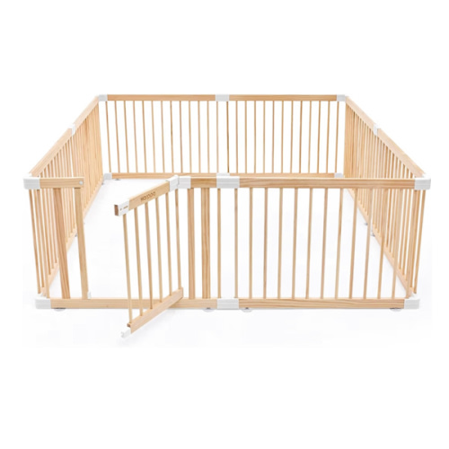 HARPPA Wooden Baby Gate Playpen | Non-Toxic Foldable DIY Adjustable Play Yard for Infants & Toddlers – Natural Finish Baby Fence for Small & Large Spaces