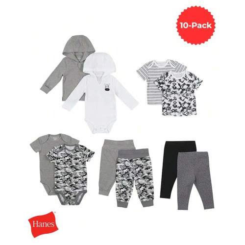 Hanes Baby 10-Piece Flexy Warm Weather Wardrobe Set