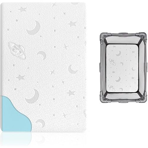 Pack and Play Mattress Pad, 38" x 26" Dual Sided Soft & Firm Baby Mattress for Pack N Play, Portable Memory Foam Mini Crib Mattresses Topper with Breathable Jacquard Cover