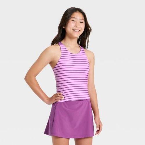 Girls' Strappy Cropped Active Tank Top - All In Motion™ Light Violet M