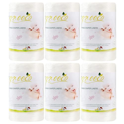 wegreeco Cloth Diaper Liners - Unscented Diaper Liners, Fragance Free Cloth Diaper Liners - 100 Sheets Per Roll (6 Roll)