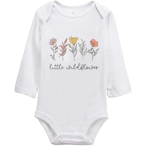 Little Wild Flower Baby Bodysuit Floral Bodysuit Baby Girl Cute Romper Babies Girl Clothes