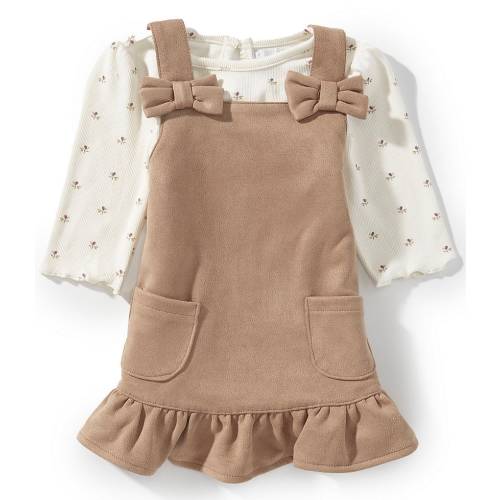 Rare Editions Baby Girls Jumper Dress & Long Sleeve Printed Bodysuit Set